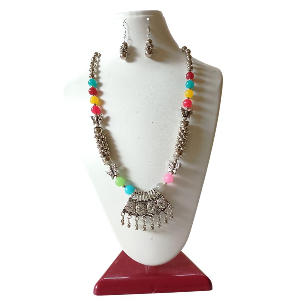 Shrichhemkari Art Oxidised Plated Beads Long Necklace Set