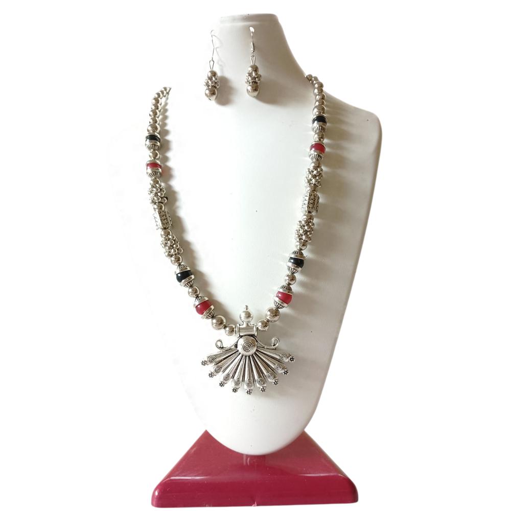 Shrichhemkari Art Oxidised Plated Beads Long Necklace Set