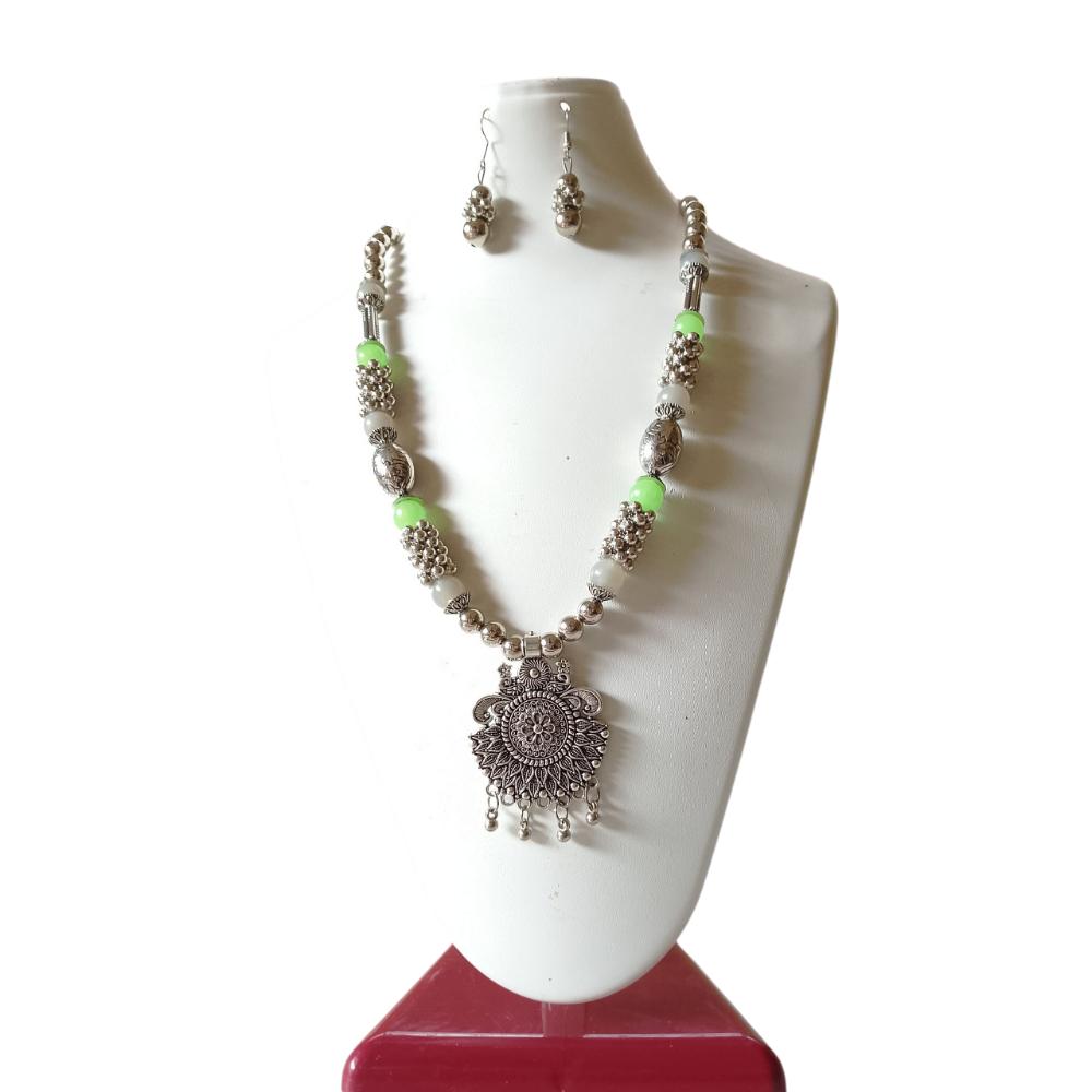 Shrichhemkari Art Oxidised Plated Beads Long Necklace Set