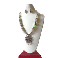 Shrichhemkari Art Oxidised Plated Beads Long Necklace Set