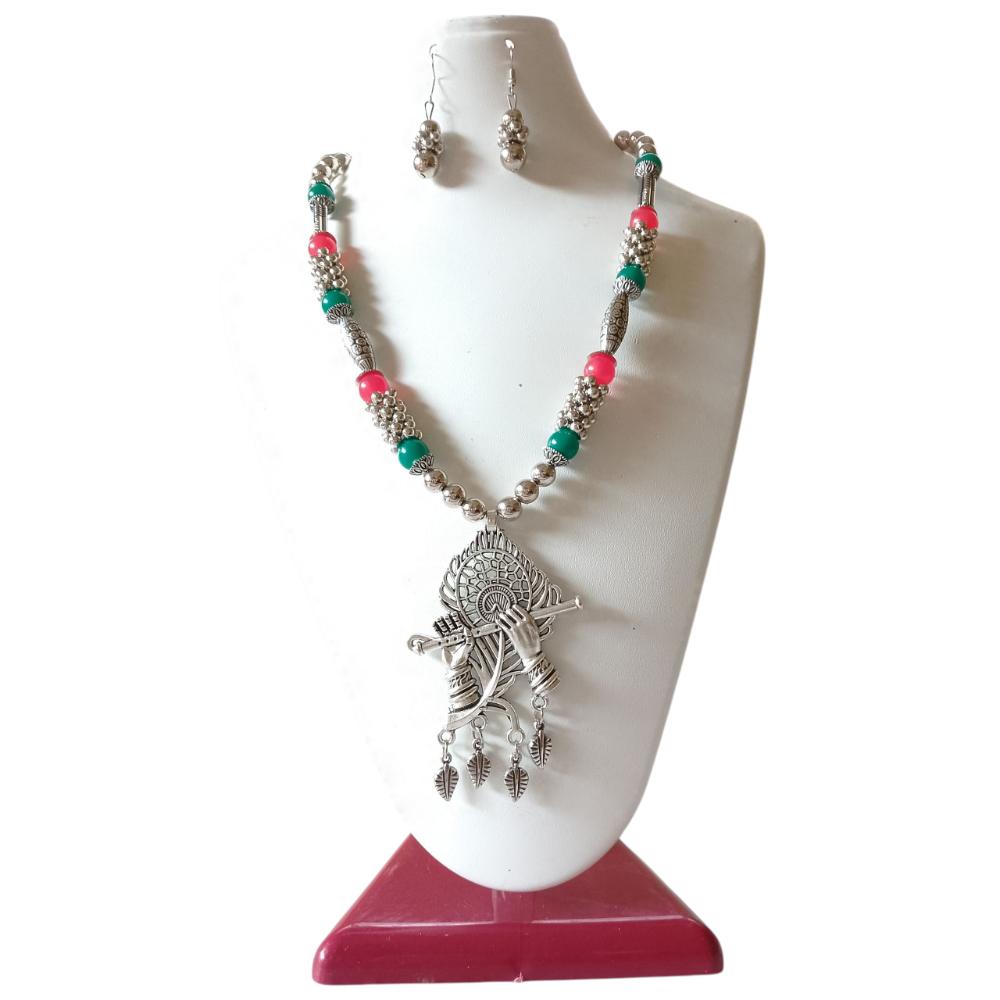 Shrichhemkari Art Oxidised Plated Beads Long Necklace Set