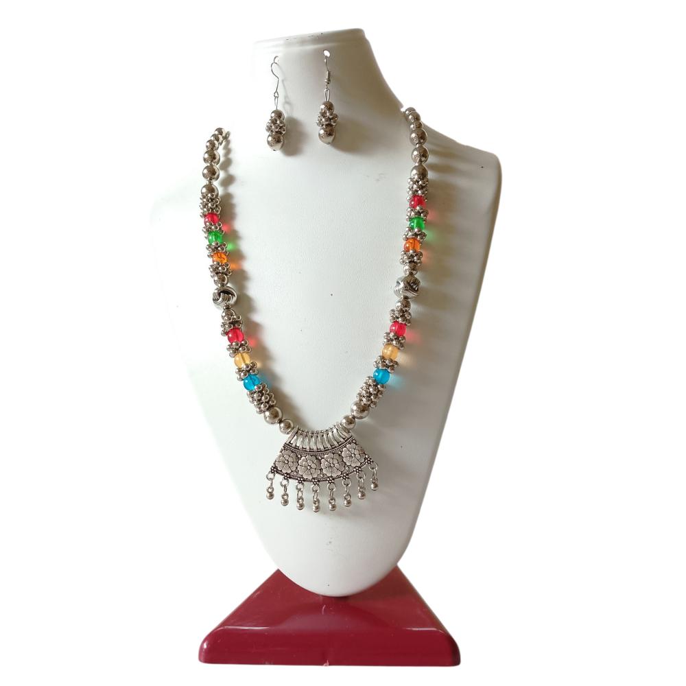 Shrichhemkari Art Oxidised Plated Beads Long Necklace Set