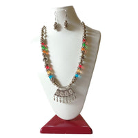 Shrichhemkari Art Oxidised Plated Beads Long Necklace Set