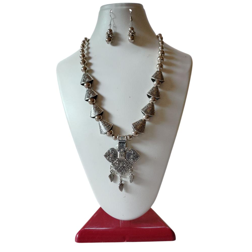 Shrichhemkari Art Oxidised Plated Beads Long Necklace Set