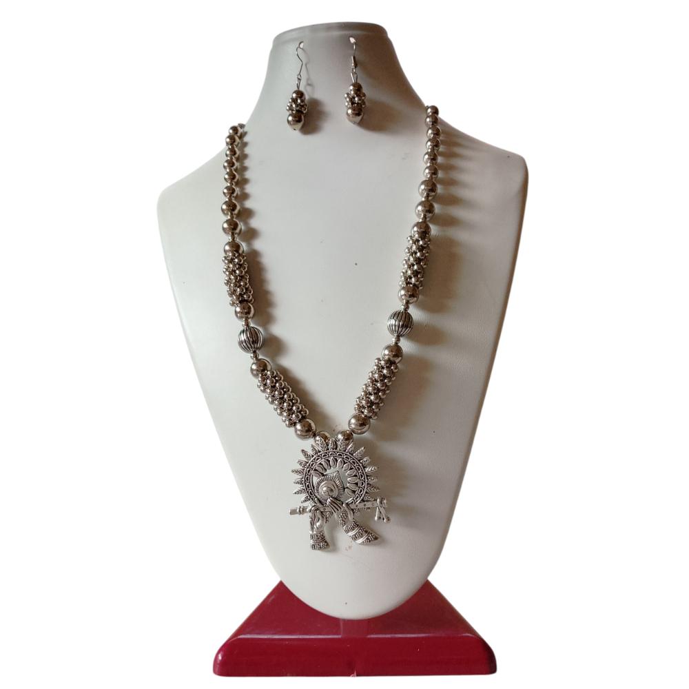 Shrichhemkari Art Oxidised Plated Beads Long Necklace Set