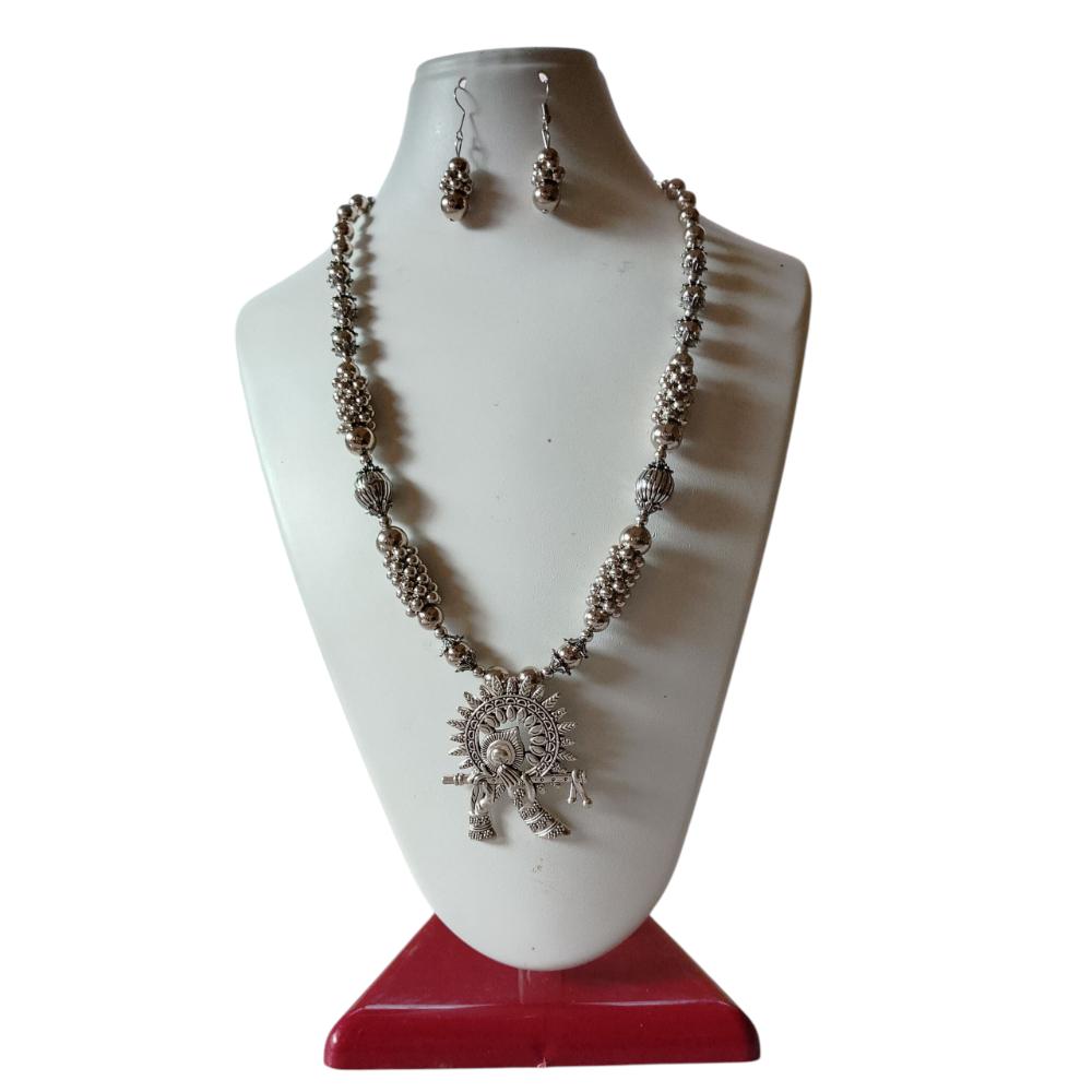 Shrichhemkari Art Oxidised Plated Beads Long Necklace Set