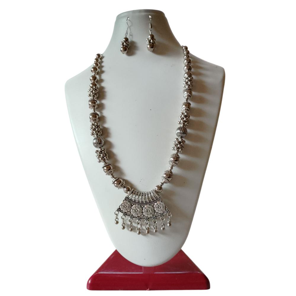 Shrichhemkari Art Oxidised Plated Beads Long Necklace Set