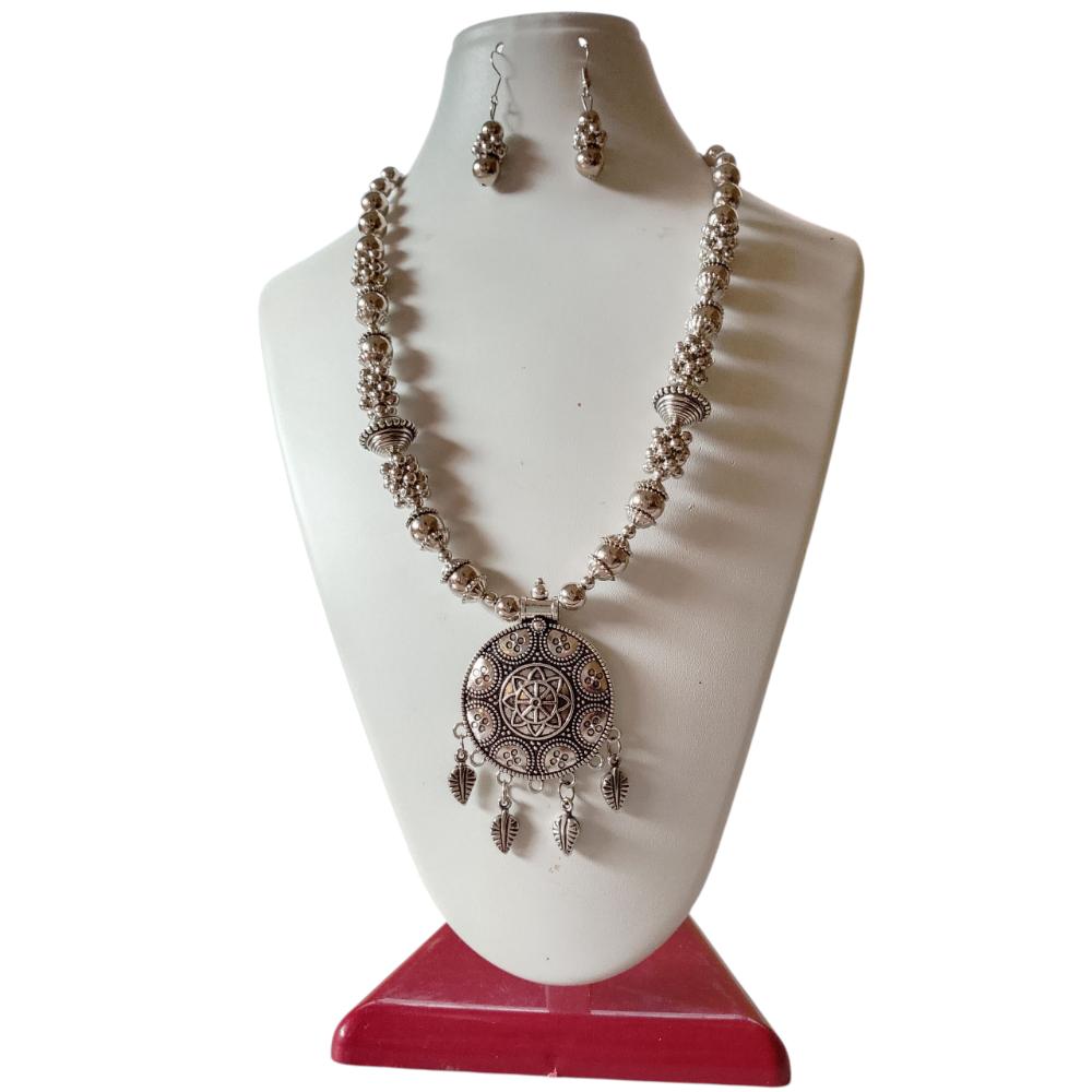 Shrichhemkari Art Oxidised Plated Beads Long Necklace Set