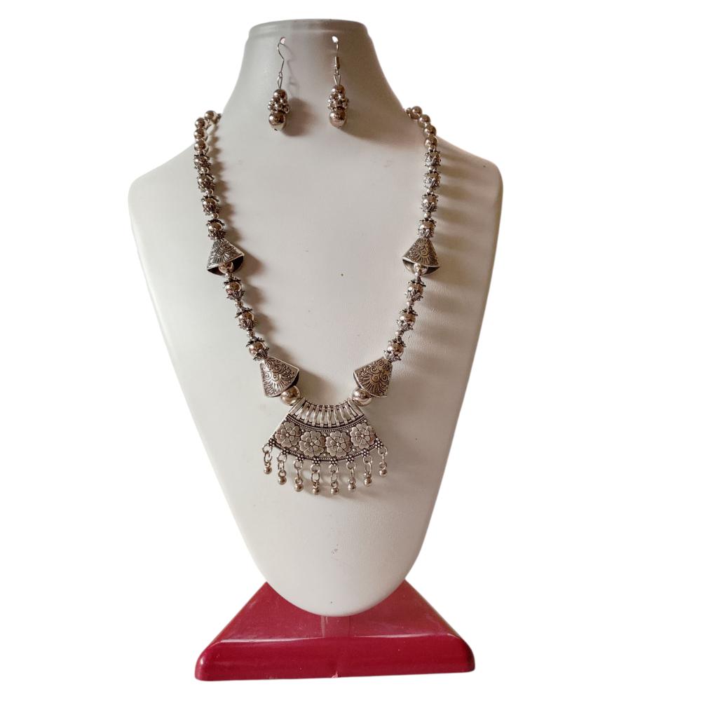 Shrichhemkari Art Oxidised Plated Beads Long Necklace Set