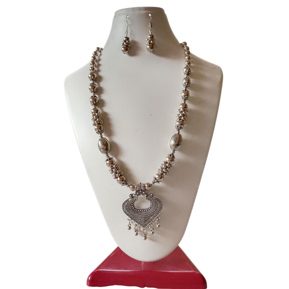 Shrichhemkari Art Oxidised Plated Beads Long Necklace Set