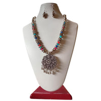 Shrichhemkari Art Oxidised Plated Beads Long Necklace Set