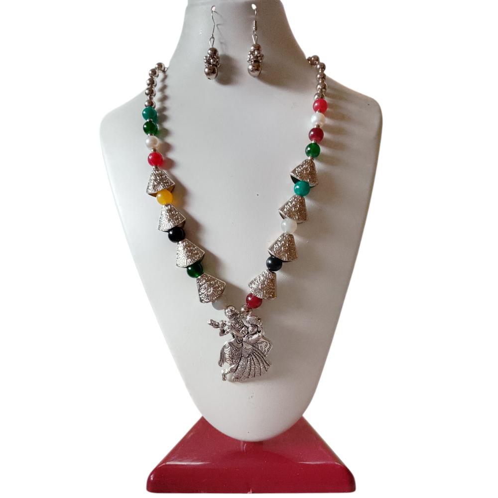 Shrichhemkari Art Oxidised Plated Beads Long Necklace Set