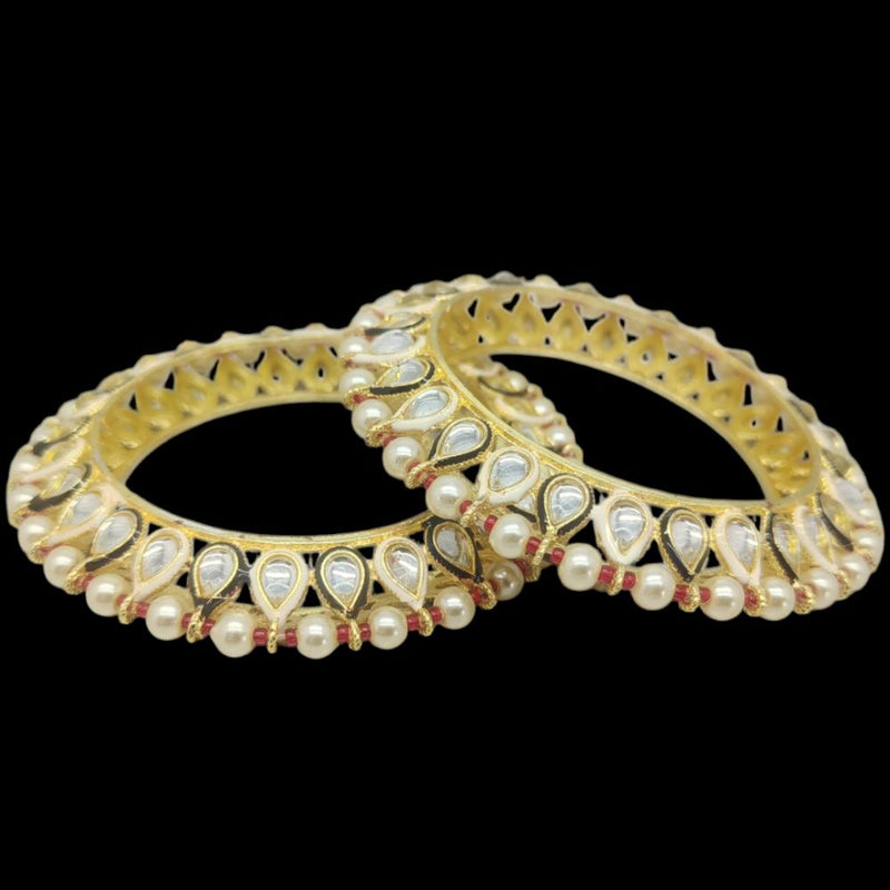 Amity Arts Mehndi Plated Kundan Stone  Bangle  (2 Piece)