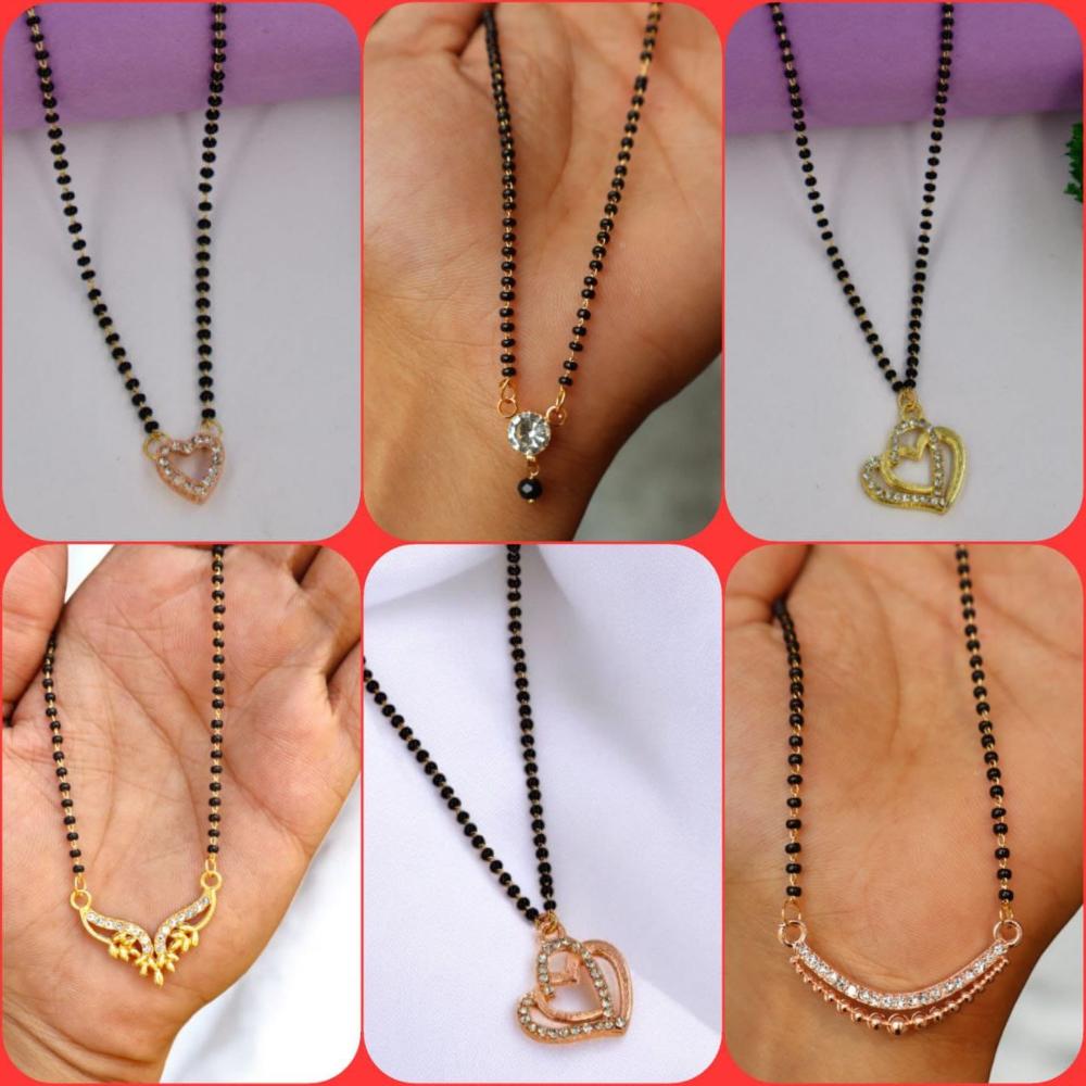 Surat Jewel Premium Austrian Stone And Black Beads Mixed Design Mangalsutra