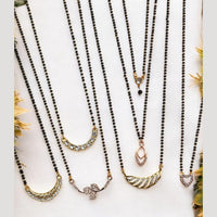 Surat Jewel Premium Austrian Stone And Black Beads Mixed Design Mangalsutra