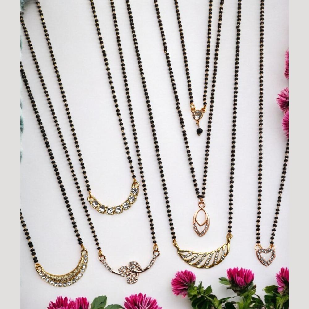 Surat Jewel Premium Austrian Stone And Black Beads Mixed Design Mangalsutra