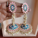 ZF Collection Traditional Kundan And Pearl Meenakari Designer Jhumki Earrings
