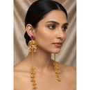 ZF Collection Designer Kashmiri Pota Stone And Ghungharoo Long Dangler Earrings