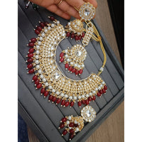 ZF Collection Premium Kundan Stone Beads And Pearl Necklace Set