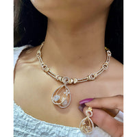 ZF Collection Designer Pota Stone And Austrian Stone Necklace Set