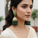 ZF Collection Royal Crystal Stone And Beaded Jhumki Earrings