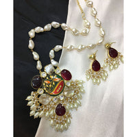 ZF Collection Pota Stone And Mother of Pearl Designer Long Necklace Set