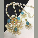 ZF Collection Pota Stone And Mother of Pearl Designer Long Necklace Set