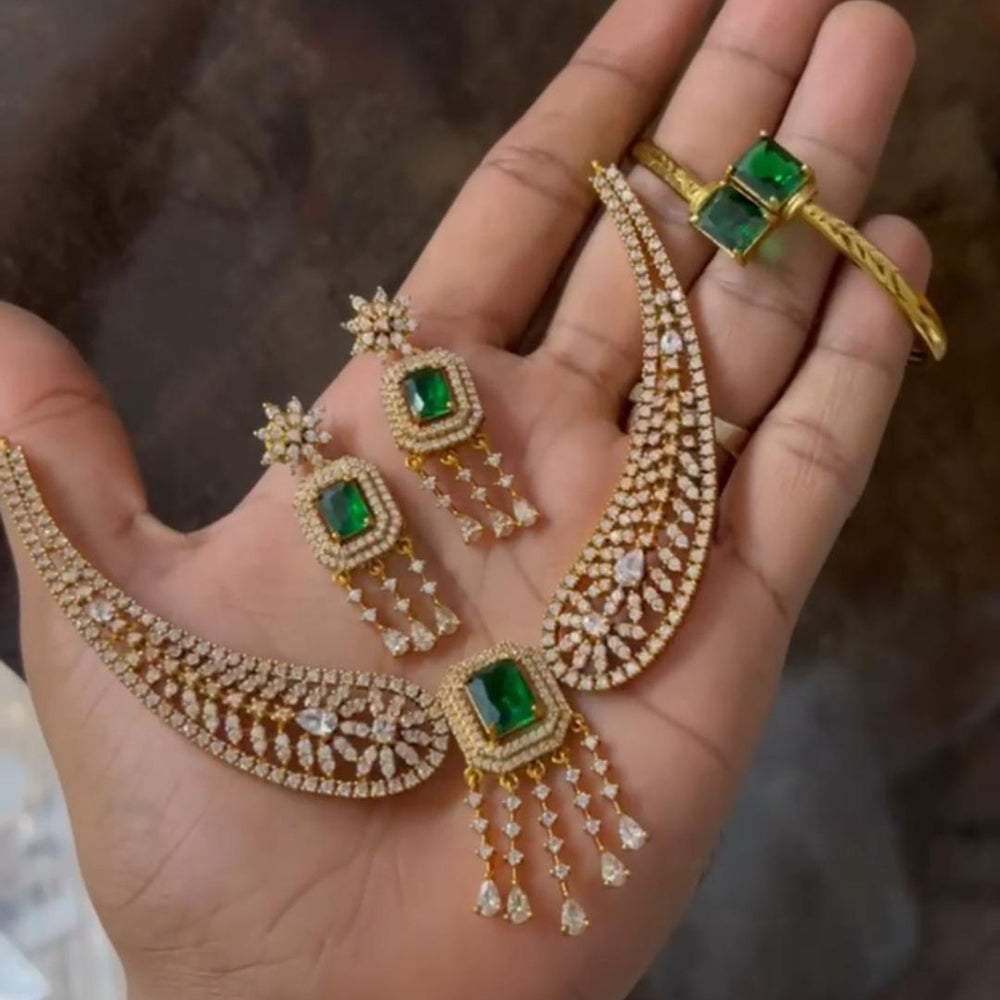 ZF Collection Glamorous American Diamond Necklace Set