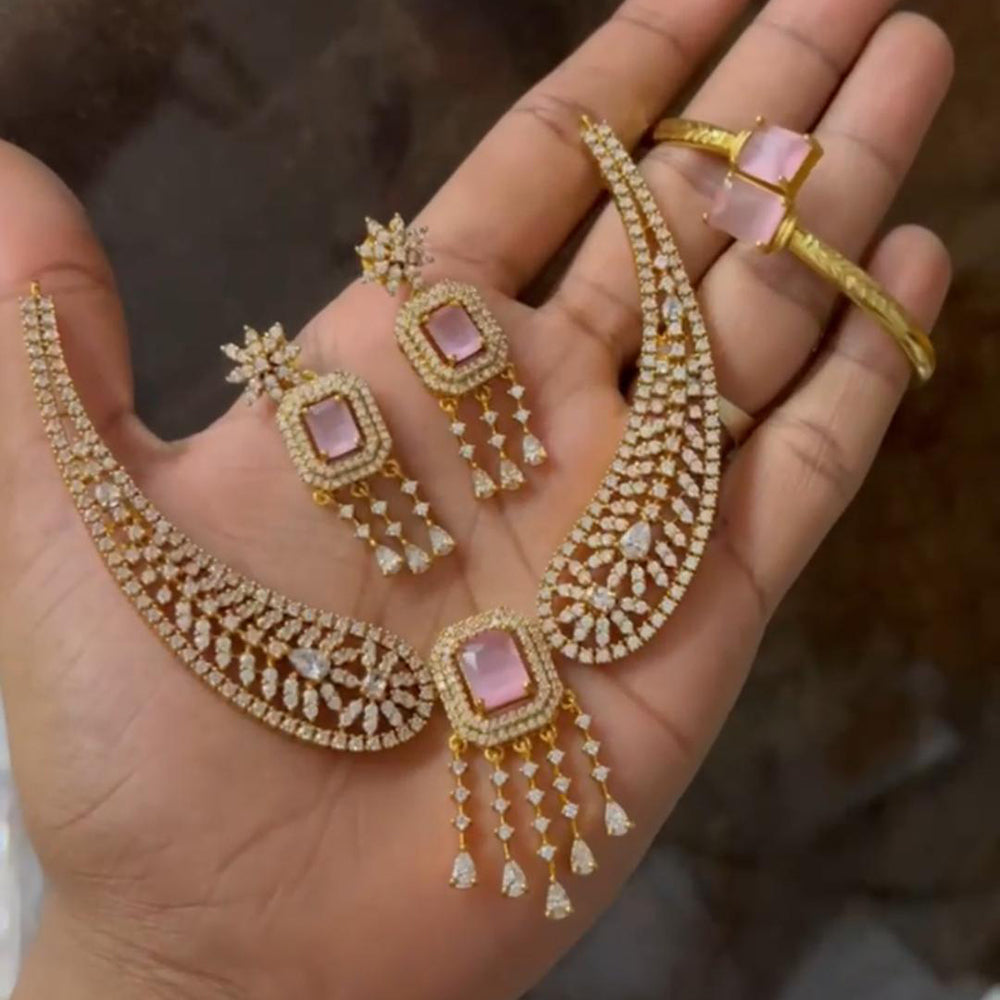 ZF Collection Glamorous American Diamond Necklace Set