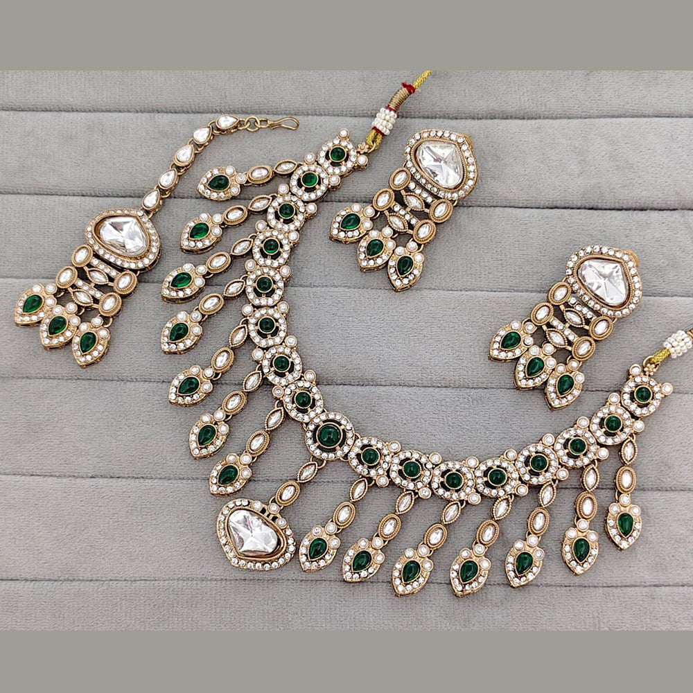 ZF Collection Royal Kundan Stone And Pota Stone Necklace Set