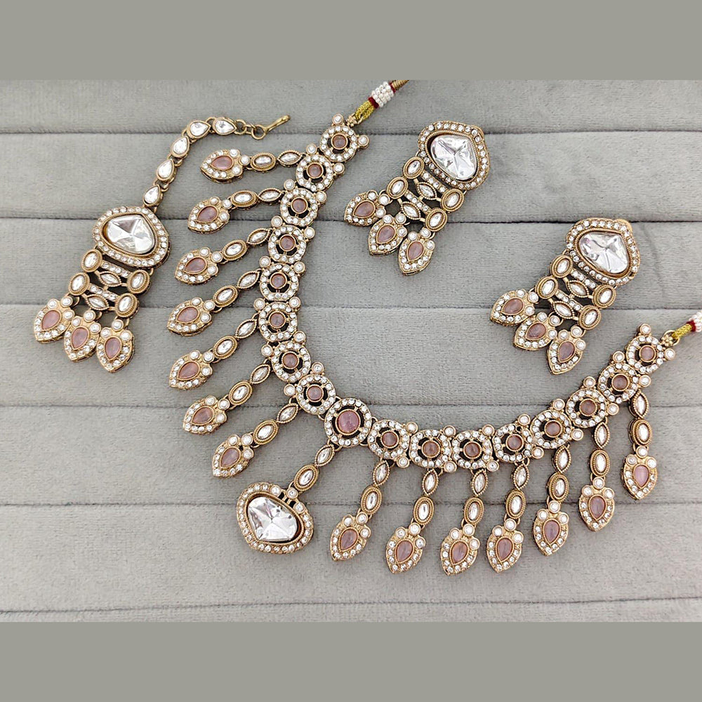 ZF Collection Royal Kundan Stone And Pota Stone Necklace Set