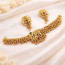 ZF Collection Heritage Elephant Motif Pota Stone And Pearl Choker Necklace Set 