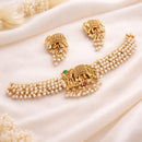 ZF Collection Heritage Elephant Motif Pota Stone And Pearl Choker Necklace Set