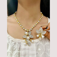 ZF Collection Sparkling Austrian Stone And Pearl Party Wear Necklace Set