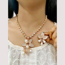 ZF Collection Sparkling Austrian Stone And Pearl Party Wear Necklace Set