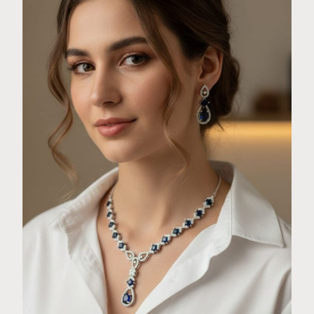 ZF Collection Luxury American Diamond Necklace Set