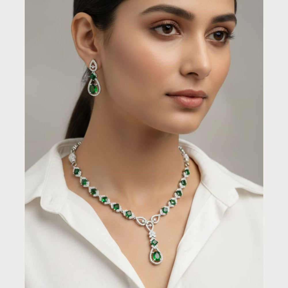 ZF Collection Luxury American Diamond Necklace Set