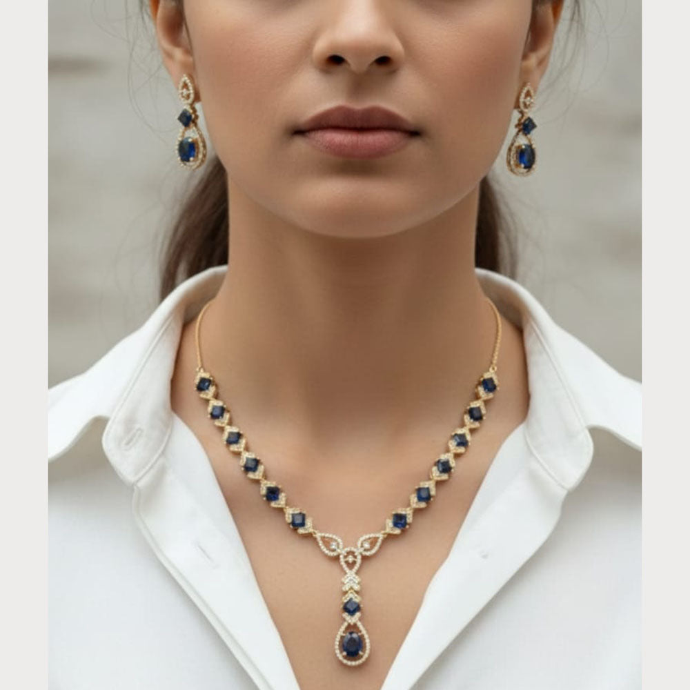ZF Collection Luxury American Diamond Necklace Set