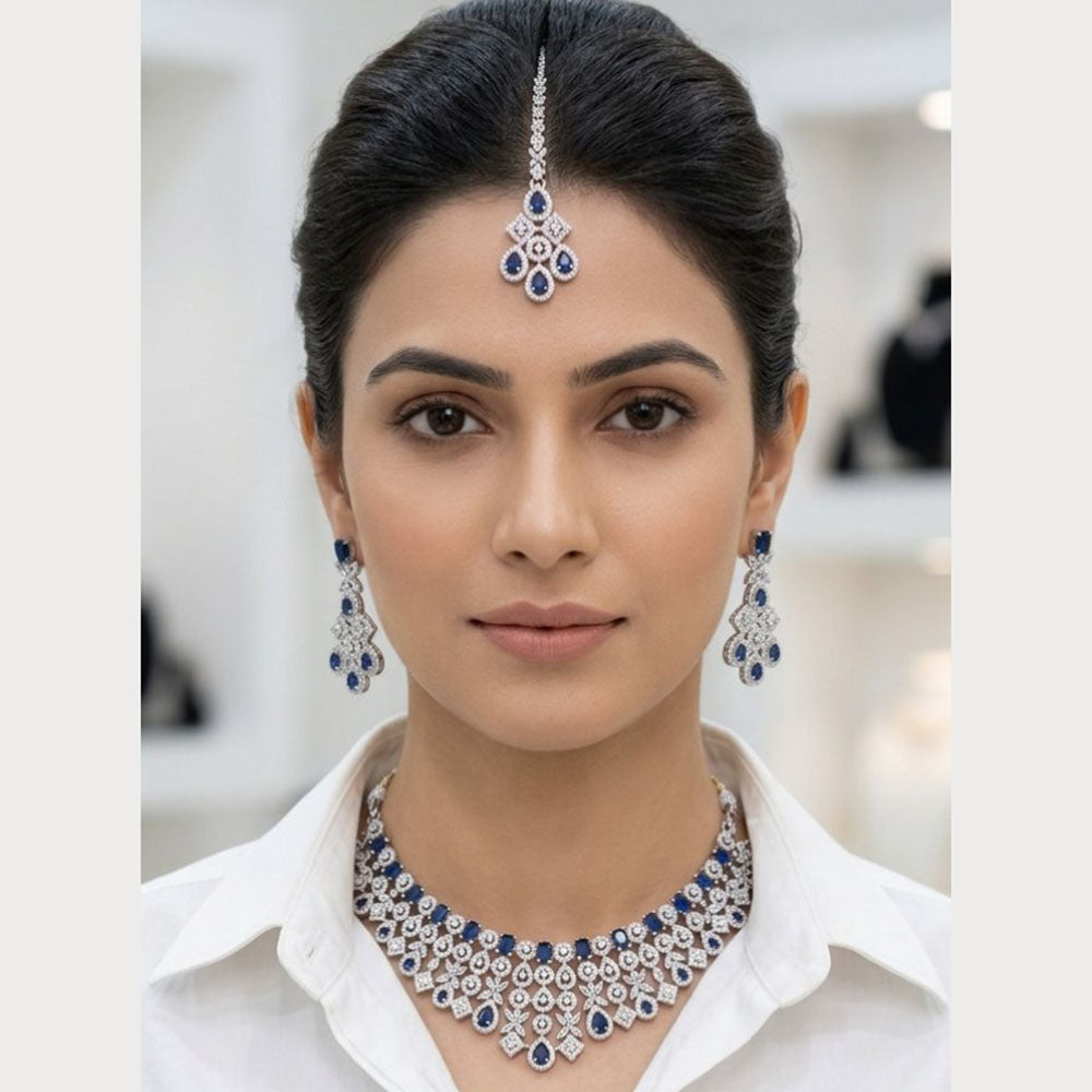 ZF Collection Luxury American Diamond Necklace Set