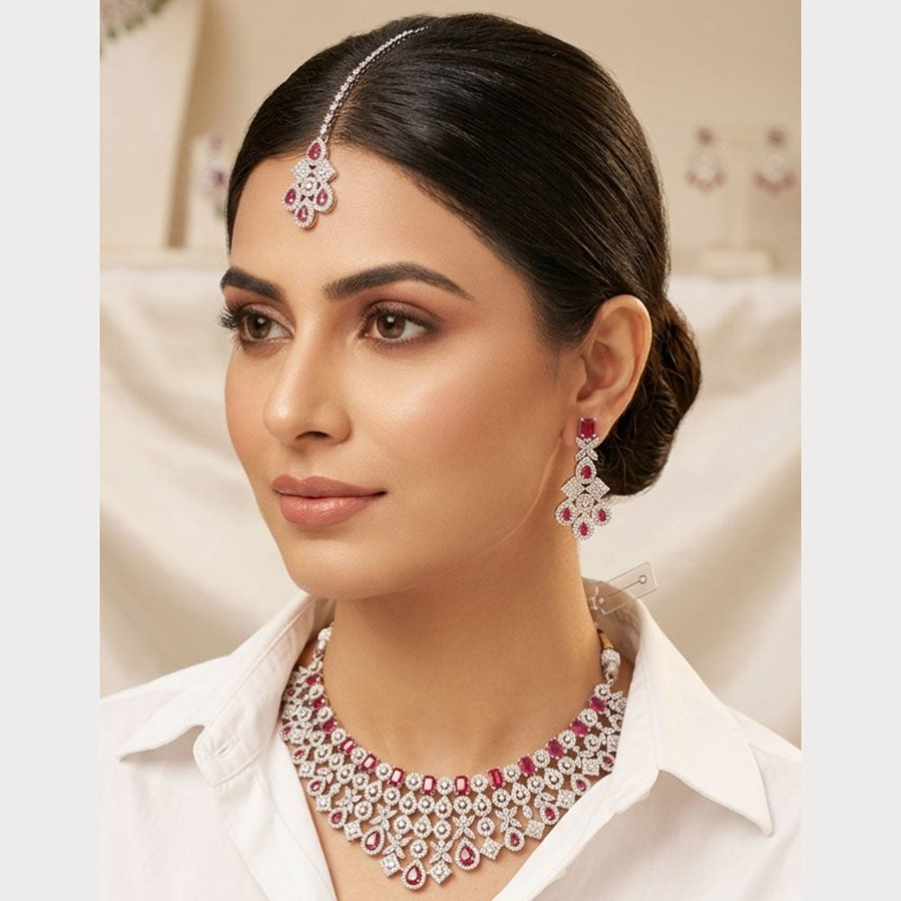 ZF Collection Luxury American Diamond Necklace Set