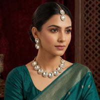 ZF Collection Elegant Kundan Stone Choker Necklace Set