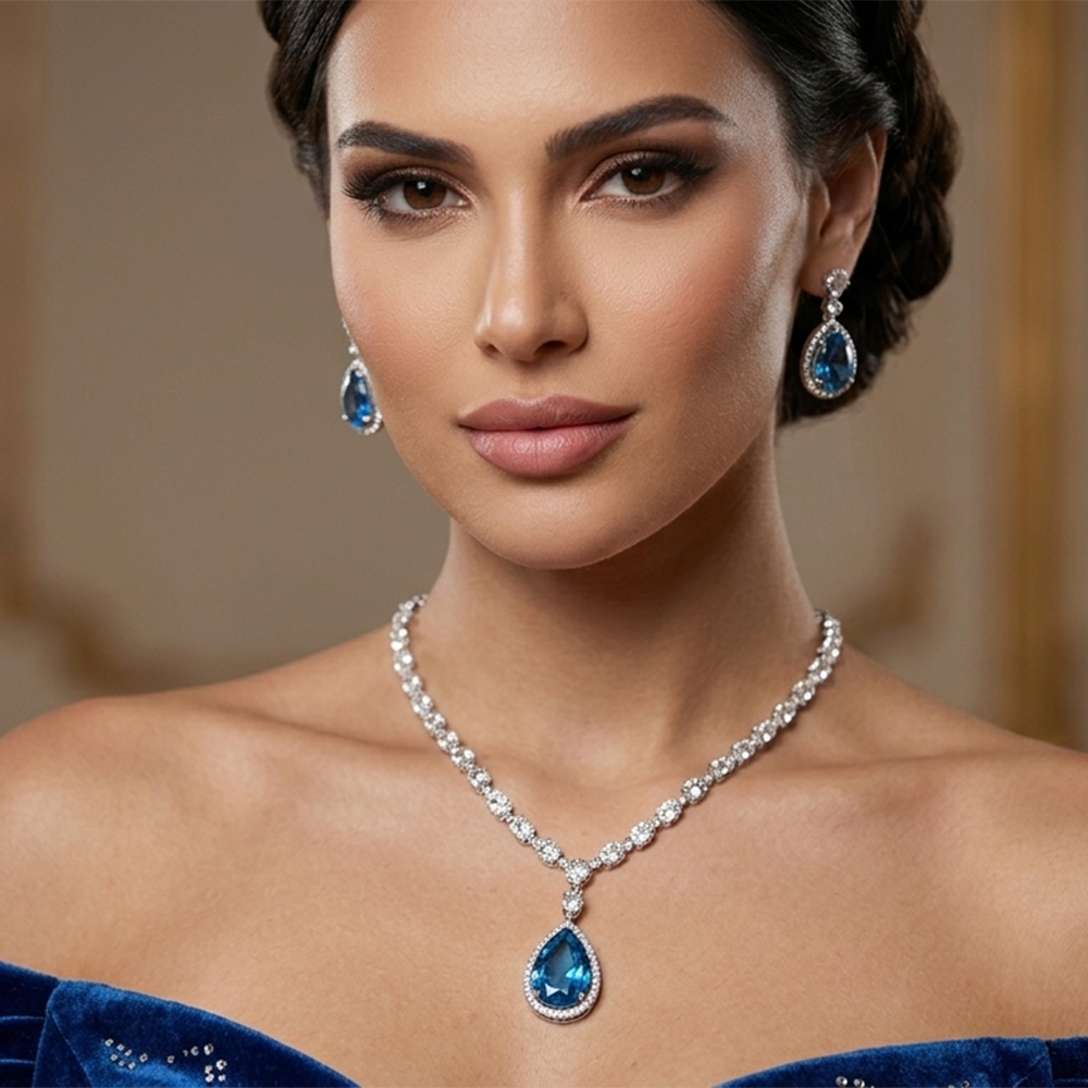 ZF Collection High Shine American Diamond Necklace Set