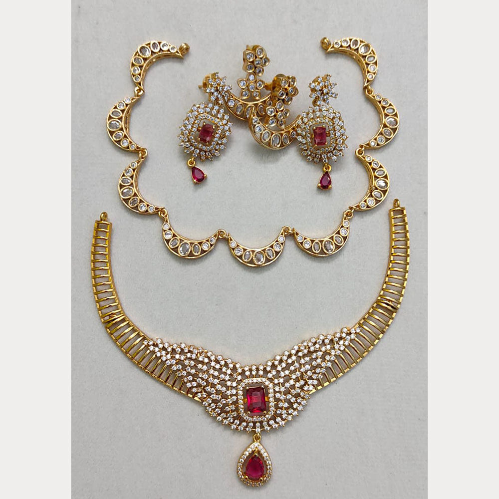 ZF Collection Sparkling American Diamond Necklace Combo Set