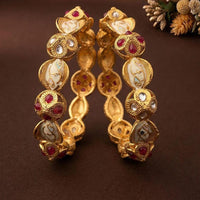 ZF Collection Designer Pota Stone Meenakari Bangles Set 