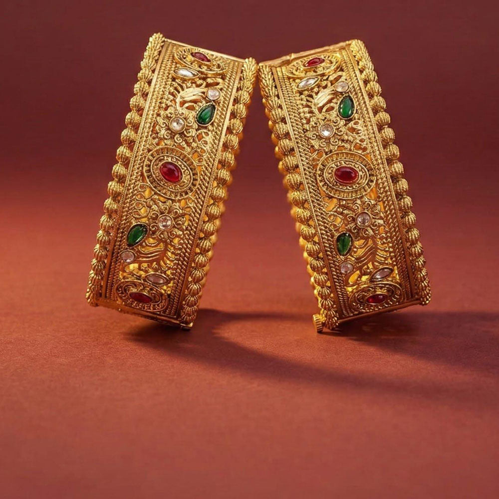 ZF Collection Designer Pota Stone Openable Bangles Set 