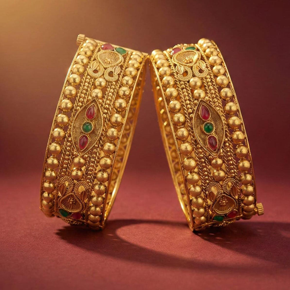ZF Collection Designer Pota Stone Openable Bangles Set 