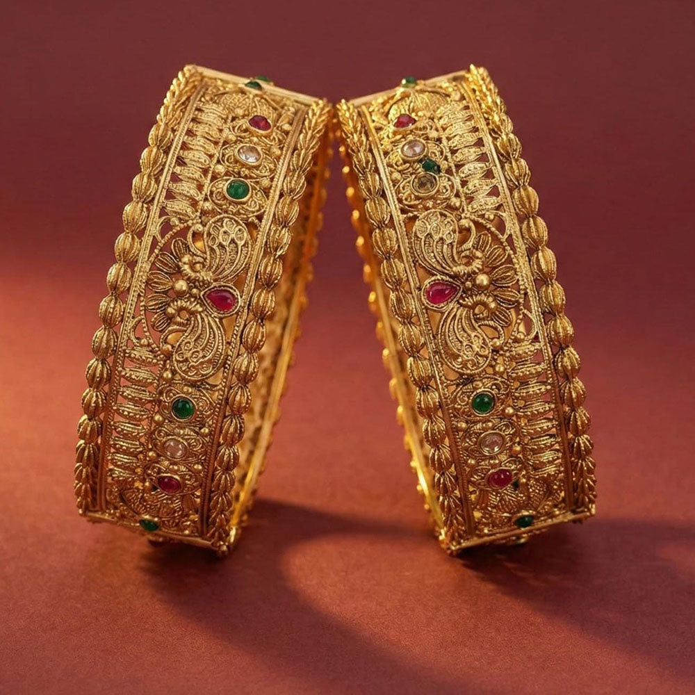 ZF Collection Designer Pota Stone Openable Bangles Set 