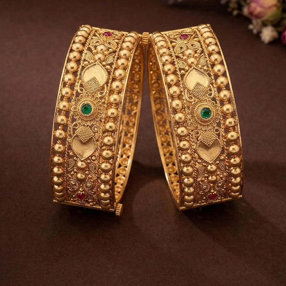 ZF Collection Designer Pota Stone Openable Bangles Set 
