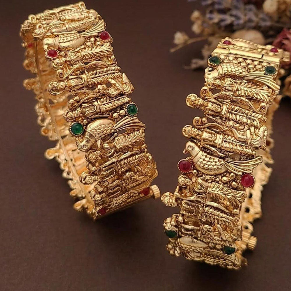 ZF Collection Designer Pota Stone Openable Bangles Set 