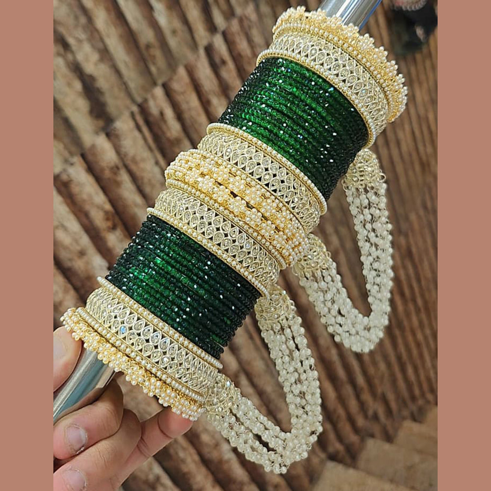 ZF Collection Designer Austrian Stone And Pearl Bridal Bangles Set